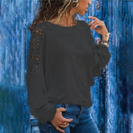 Load image into Gallery viewer, Hollow Long Sleeve Loose Lace T-shirt
