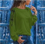 Load image into Gallery viewer, Hollow Long Sleeve Loose Lace T-shirt
