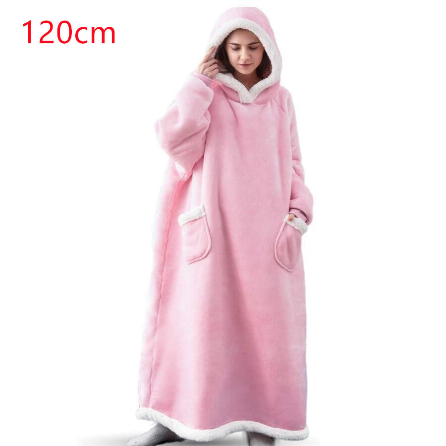 Hoodie Blanket Winter Warm Home Clothes Women Men Oversized Pullover With Pockets