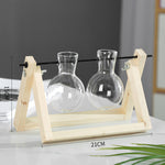 Load image into Gallery viewer, Swing Wooden Stand Hydroponic Plant Container Glass Vase
