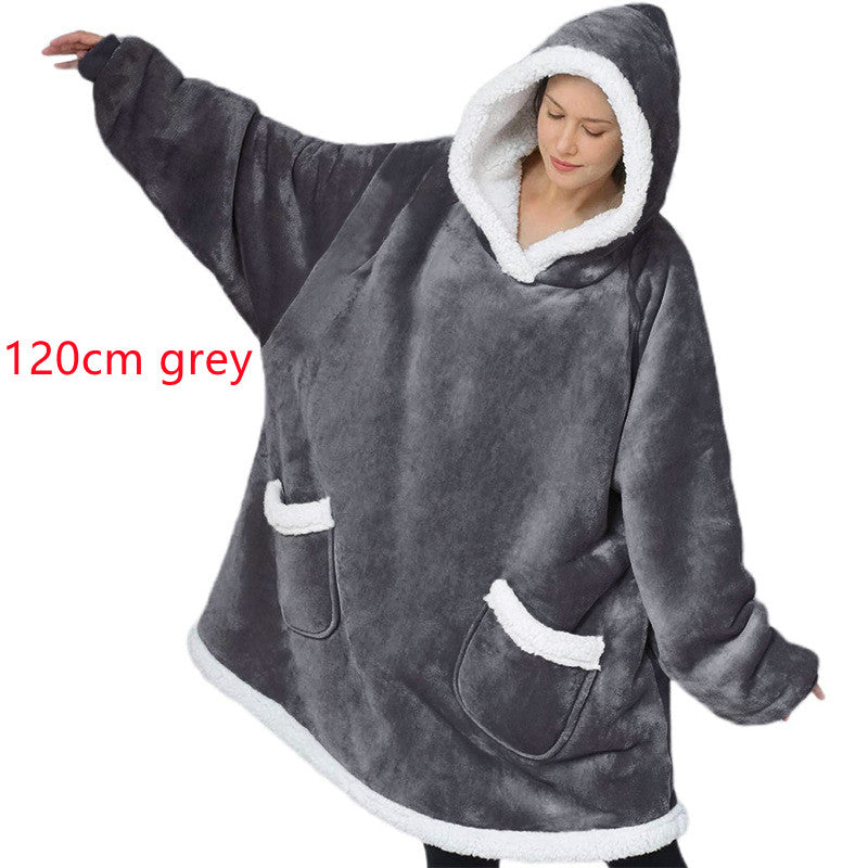 Hoodie Blanket Winter Warm Home Clothes Women Men Oversized Pullover With Pockets