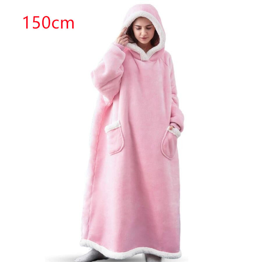 Hoodie Blanket Winter Warm Home Clothes Women Men Oversized Pullover With Pockets