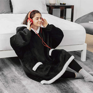 Hoodie Blanket Winter Warm Home Clothes Women Men Oversized Pullover With Pockets