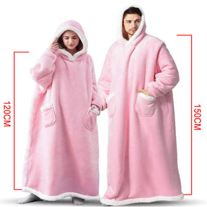 Hoodie Blanket Winter Warm Home Clothes Women Men Oversized Pullover With Pockets