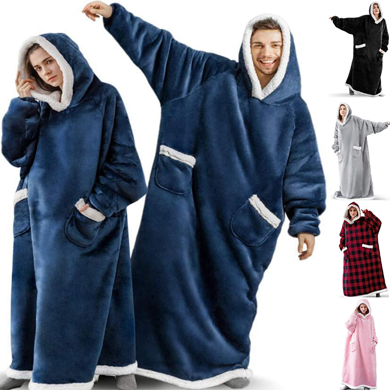 Hoodie Blanket Winter Warm Home Clothes Women Men Oversized Pullover With Pockets