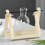 Load image into Gallery viewer, Swing Wooden Stand Hydroponic Plant Container Glass Vase
